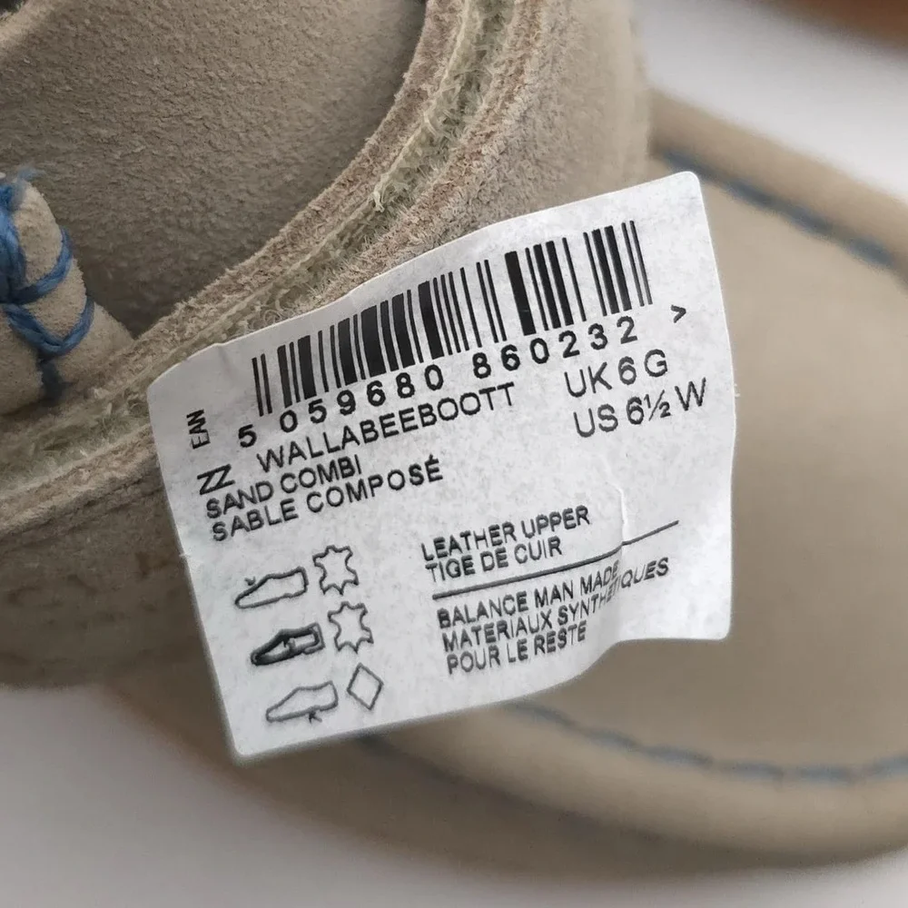 CLARKS New Wallabee Bootie US 6.5W Big Kid Sand Comb LEATHER Toddler Shoes Suede